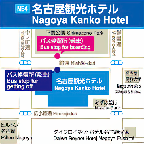 Map of limousine bus boarding and get off at Kanko Hotel